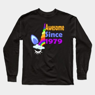 Awesome Since 1979 Funny 40th Birthday Unicorn Lover Gift Idea Long Sleeve T-Shirt